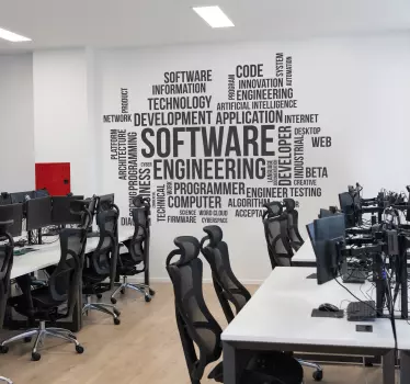 Adesivo murale ufficio nuvola di parole di ingegneria del softwar - TenStickers