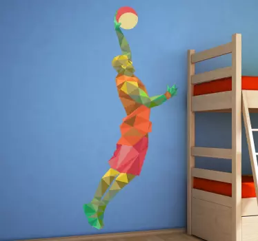Adesivo decorativo giocatore di basket geometrico - TenStickers
