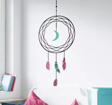 Adesivo decorativo acchiappasogni con piume geometriche - TenStickers