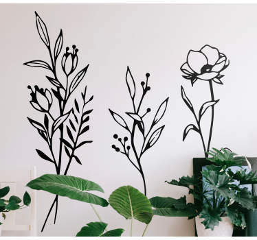 Adesivo decorativo contorni botanici eleganti - TenStickers