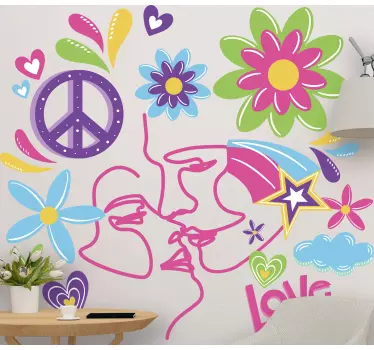 Adesivo decorativo cuori di fiori pacifici - TenStickers