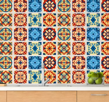 Adesivo decorativo disposizioni di piastrelle vivaci - TenStickers