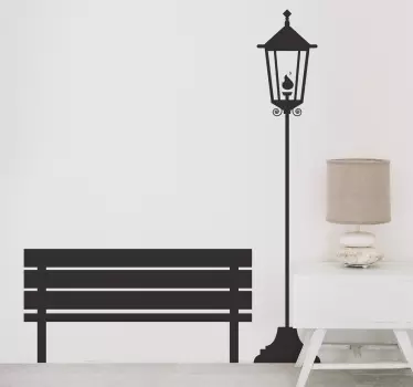 Adesivo decorativo lampione e panchina - TenStickers