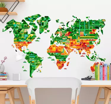 Adesivo decorativo mappamondo geometrico - TenStickers