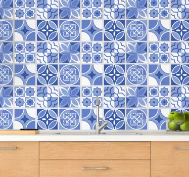 Adesivo decorativo motivi geometrici blu - TenStickers