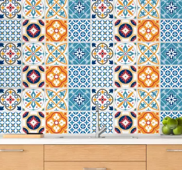 Adesivo decorativo motivi piastrellati vivaci - TenStickers