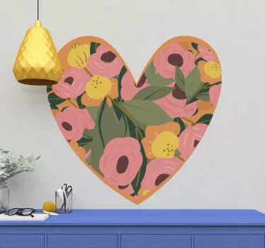 Adesivo decorativo motivo floreale a cuore - TenStickers