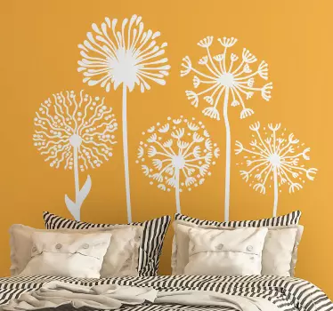 Adesivo decorativo set silhouette fiori di tarassaco - TenStickers