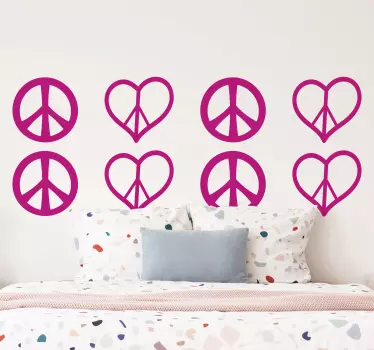 Adesivo decorativo simboli del cuore della pace - TenStickers
