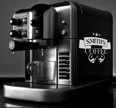 Adesivo per elettrodomestico caffè con nome di famiglia - TenStickers