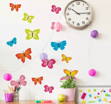 Adesivo da parete con farfalle colorate - TenStickers