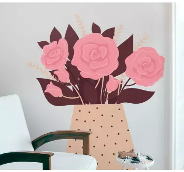 Adesivo fiore composizione di fiori rosa - TenStickers