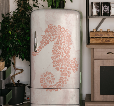 Adesivo per frigo cavalluccio marino floreale - TenStickers
