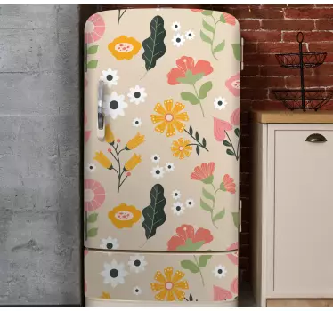 Adesivo per frigo motivo floreale beige - TenStickers