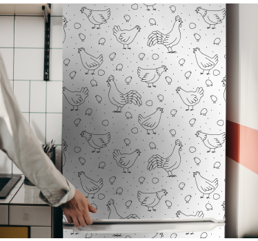 Adesivo per frigo sovrapposizione motivo gallina - TenStickers