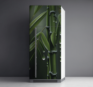 Adesivo per frigo vinilo bambú con gotas - TenStickers