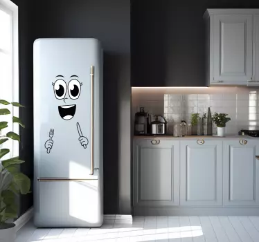 Adesivo per frigo vinilo cara con cubiertos - TenStickers