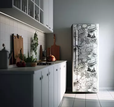Adesivo per frigo vinilo comic en blanco y negro - TenStickers