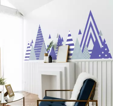 Adesivo murale soggiorno disposizione montagna - TenStickers