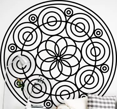 Adesivo murale soggiorno motivo circolare intricato - TenStickers