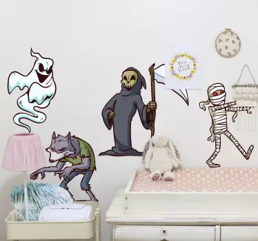 Adesivo Halloween collezione di personaggi spettrali - TenStickers