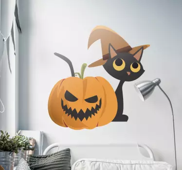 Adesivo halloween gatto e zucca - TenStickers