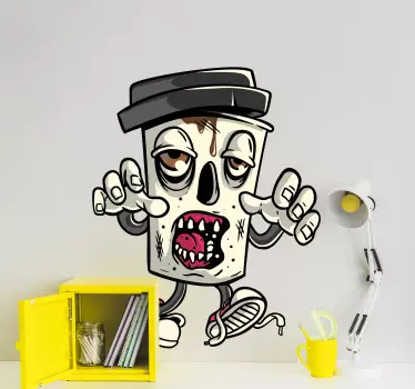 Adesivo Halloween tazza di caffè zombie - TenStickers