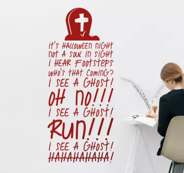 Adesivo halloween vedo un fantasma! scappa! - TenStickers