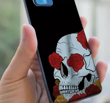 Adesivo huawei motivo teschio e rosa - TenStickers