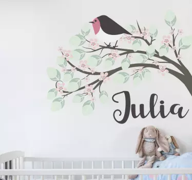 Adesivo infantile uccellino personalizzabile - TenStickers