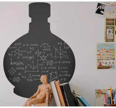 Adesivo lavagna bottiglia con equazioni scientifiche - TenStickers