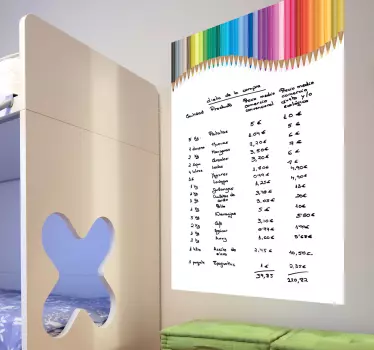 Adesivo lavagna cancellabile con pastelli - TenStickers
