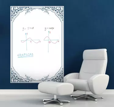 Adesivo lavagna cancellabile cornice classica - TenStickers