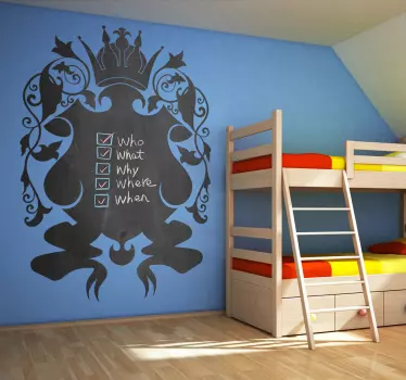 Adesivo lavagna design elegante a corona - TenStickers