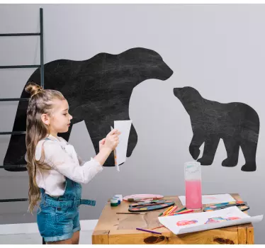 Adesivo lavagna silhouette di orsi giocosi - TenStickers