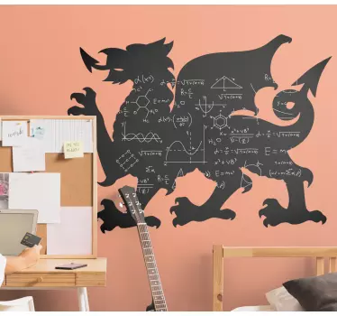 Adesivo lavagna silhouette drago gallese - TenStickers
