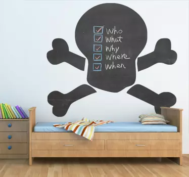 Adesivo lavagna simbolo teschio e ossa - TenStickers