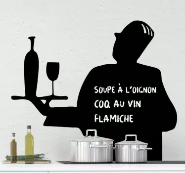 Adesivo lavagna vassoio da chef - TenStickers