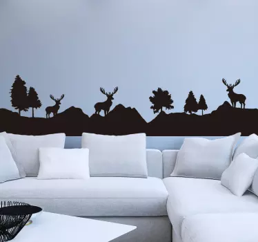 Adesivo montagna paesaggio renne - TenStickers