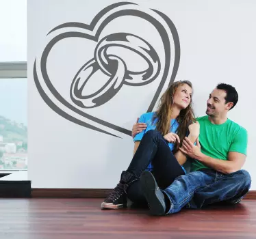 Adesivo murale anelli e cuore - TenStickers