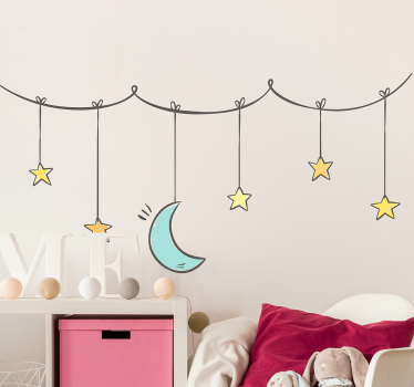 Sticker bambino luna e stelline appese - TenStickers