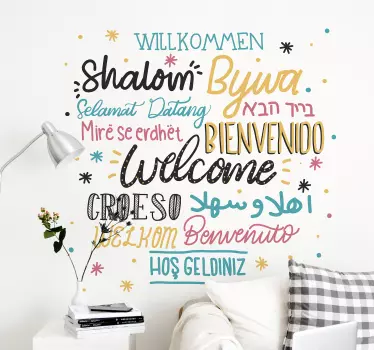 Scritta adesiva per parete benvenuto in lingue diverse - TenStickers