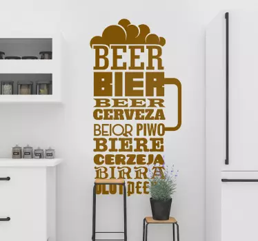Adesivo murale cucina birra in tutte le lingue - TenStickers