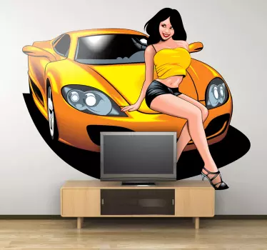 Adesivo murale bolide e pin-up 2 - TenStickers