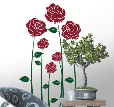 Adesivo murale rose rosse - TenStickers