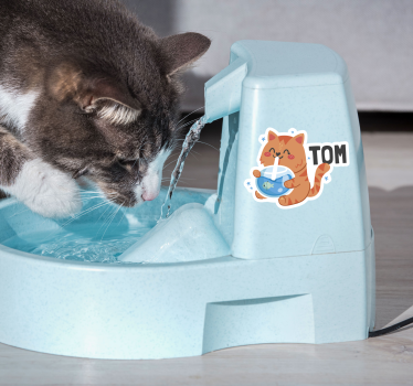 Adesivo gatti piatto d'acqua con nome - TenStickers