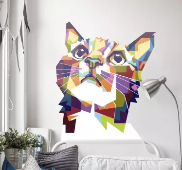 Adesivo cani e gatti ritratto poligonale a colori - TenStickers