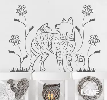 Disegno per pareti cane in giardino - TenStickers