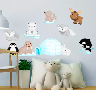 Adesivo murale casa artica fauna  - TenStickers
