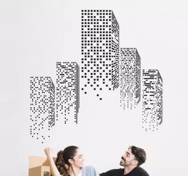Adesivo murale illusione effetto grattacieli 3d - TenStickers